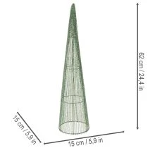 položky Kovové květinové kužely, zelené, pro květinové aranžmá, 62 cm, 2 kusy
