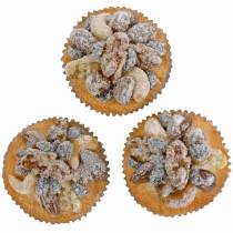 Muffiny s ořechy umělé 7cm 3ks
