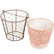 položky Keramická rukojeť košíku na květináč, kovová hnědá, Ø18cm