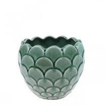 Keramický květináč Vintage Green Crackle Glaze Ø13cm H11cm