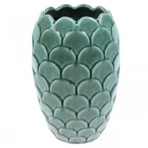 Keramická váza na květiny Vintage zelená praskající glazura Ø15cm V22cm