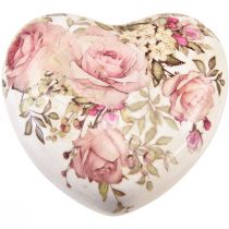 položky Keramické dekorační srdce s růží kamenina na stůl 10,5cm