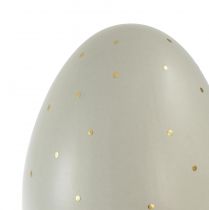 položky Keramická velikonoční dekorace na vajíčka šedé zlaté puntíky Ø8cm V11cm 2ks