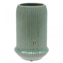 Keramická váza s drážkami Keramická váza světle zelená Ø13cm H20cm