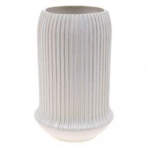 Keramická váza s drážkami Bílá keramická váza Ø13cm H20cm