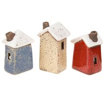 položky Keramická adventní dekorace domeček krémově červenošedá 8,5/9,5 cm 3 kusy