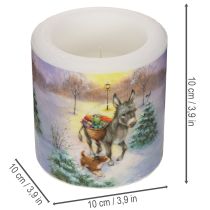 položky Svíčka na sloupku zimní krajina s motivem osla a psa 10 cm