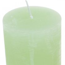 Sloupové svíčky barevné světle zelená 60×100mm 4ks