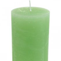 položky Sloupové svíčky jednobarevné světle zelené 85×200mm 2ks