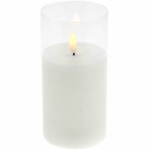 položky LED svíčka ve skle z pravého vosku bílá Ø7,5cm H10cm