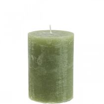 Jednobarevné svíčky olivově zelené sloupové svíčky 85×120mm 2ks