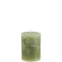 položky Jednobarevné svíčky olivově zelené sloupové svíčky 60×80mm 4ks