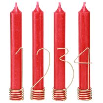 položky Adventní svíčková dekorace s čísly 1-4 matně zlatá kovová V10cm 4 ks