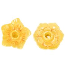 položky Keramické svícny ve tvaru zkosené květiny pro stylovou dekoraci stolu, 11 cm, 2 kusy