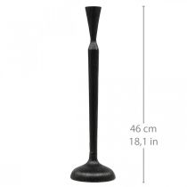 Svícen Černý kovový svícen Ø12cm H46cm