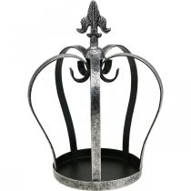 Deco korunka starostříbrná kovová Ø18cm H26cm