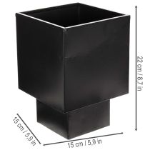 položky Černý krychlový květináč s podstavcem, moderní, 22 cm