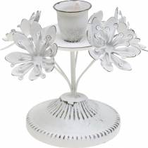 Dekorace na svíčku, jaro, svícen s květinami, kovová dekorace na svatbu