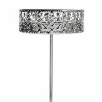 položky Květinové svícny k zasunutí ve stříbrné Ø7,4cm H12,5cm starožitný vzhled 4 ks