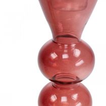 Svícen skleněný svícen růžový/růže Ø5-6cm V19cm 2ks