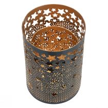 položky Svícen kovové hvězdičky černo/zlatá H10/15cm sada 2 ks