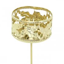 položky Svícen na čajovou svíčku na nalepení, adventní dekorace, svícen dekor cesmína zlatá Ø5,5cm 4ks