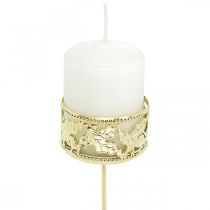 položky Svícen na čajovou svíčku na nalepení, adventní dekorace, svícen dekor cesmína zlatá Ø5,5cm 4ks