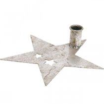Kovová dekorace hvězda, kuželový svícen na vánoční stříbro, starožitný vzhled 20cm × 19,5cm