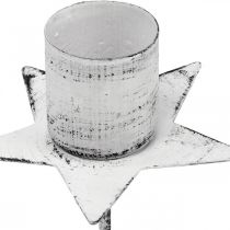 položky Svícen hvězda k nalepení kovový bílý shabby chic 6cm 4ks