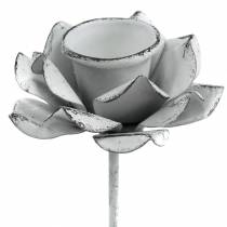 položky Svícen květina k nalepení bílý kov Ø6×10cm