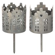 položky Svícen a svícen na čajové svíčky s hrotem, design domečku, 6 cm, 2 kusy