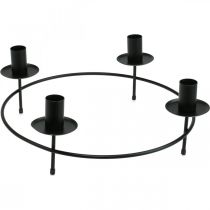 Kroužek na svíčky, tyčové svíčky, svícen, černý, Ø33,5 cm, H11 cm, 2 kusy
