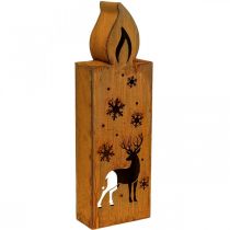 Svícen na čajovou svíčku Vánoční patina jelen 45x14cm