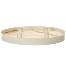 položky Kulatý dřevěný podnos na svíčky pro čtyři kuželovité svíčky, 30 cm