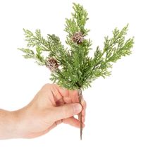 položky Umělá borovicová větev se šiškami, pokrytá sněhem, 28 cm, 6 kusů