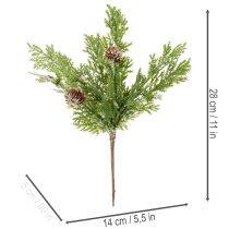 položky Umělá borovicová větev se šiškami, pokrytá sněhem, 28 cm, 6 kusů