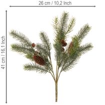 položky Umělá jedlová větvička s ozdobou z kužele, 41 cm