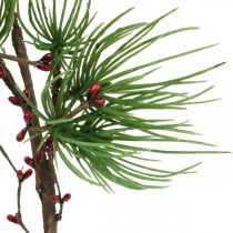 Ozdobná větvička Umělá borová větev s bobulemi zelená, červená 58cm