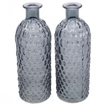 Malá skleněná váza váza voštinové sklo modrá šedá H20cm 6ks
