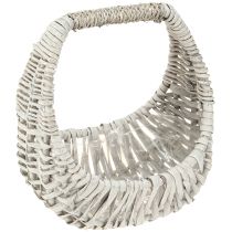 položky Koš s rukojetí, proutěný koš, praná šedá, V43/34/27cm, sada 3 ks