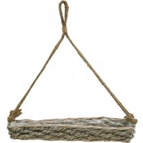 položky Závěsný koš, květináč, pletený květináč, přírodní barvy, bílý, D43,5 cm