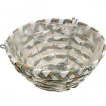 položky Košík na rostliny na zavěšení, květinový koš spletený bílá, šedá, přírodní V16cm Ø30cm