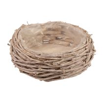 Proutěný koš košík na rostliny praný bílý Ø20cm H10cm