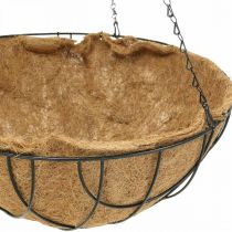 Závěsný košík, miska na rostliny z kokosového vlákna přírodního kovu, černá V20,5cm Ø40,5cm