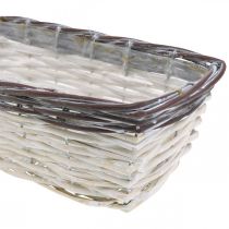 Dekorativní košík bílý, hnědý květináč dvoubarevný 32×13,5×9,5 cm