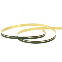 položky Curlingová stuha dárková stuha zelená se zlatými pruhy 10mm 250m