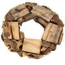 položky Dekorativní věnec z přírodních dřevěných kousků, kulatý, 35 cm