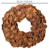 položky Věnec ze sušeného lotosu, dekorativní věnec na dveře, 35 cm