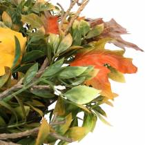 Věnec z podzimního listí uměle zelená, žlutá, oranžová Ø45cm