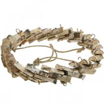 položky Dřevěný věnec k zavěšení s háčkem z březového dřeva Ø35cm - Přírodní dekorace na jaro, makramé, květiny a bylinky